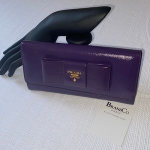 Prada Purple Bow Continental Wallet